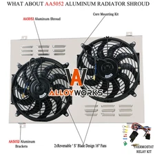 Aluminum Radiator Shroud+Fan+Relay Fit 1977-1982 Chevy Corvette 5.0 5.7L V8