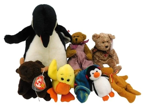 Lot of Vintage TY Beanie Babies Penguin Buddy Mini Beans Plush Lizard Duck