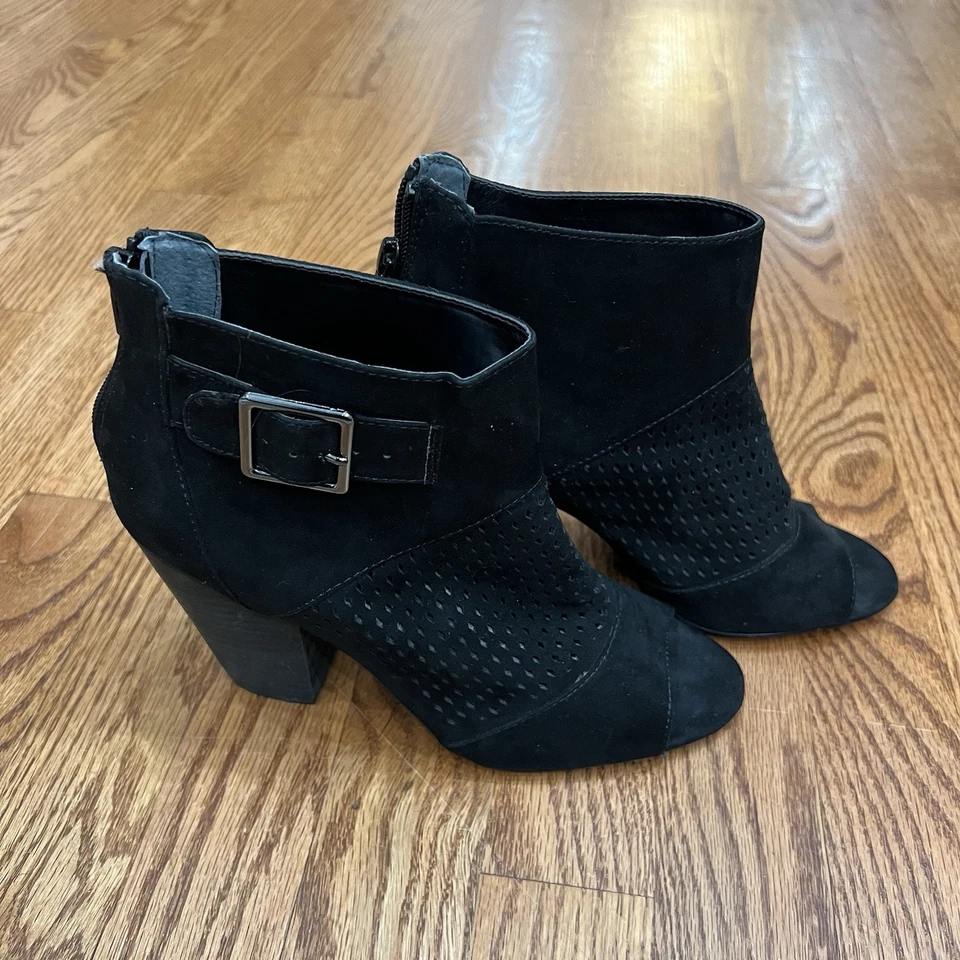 Carlos Santana Black Open Toe Booties Zip Up Women's Shoes 7 M - Image 2 of 4