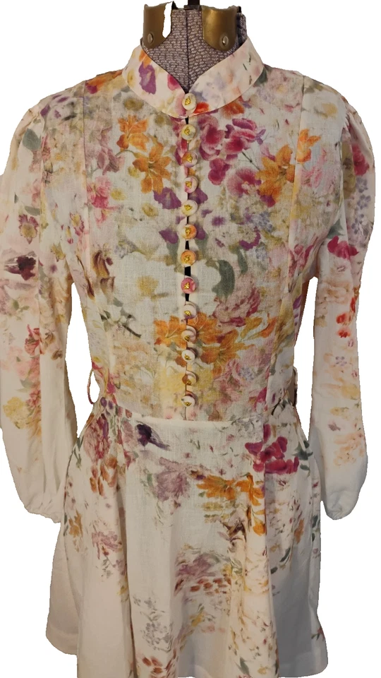 Miss Rosier Floral Print Mini Dress Fit & Flare LS Special Occasion Nwt S - Image 2 of 4