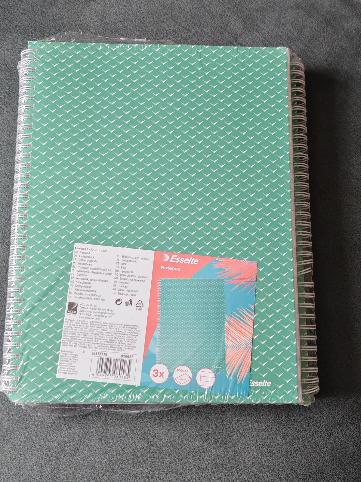 Esselte A4 Ruled Notebook Breeze Writing Stationery 100 Sheet 3 Pack - New