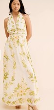 Farm Rio Anthropologie XS V-Neck Floral Chiffon Maxi Dress