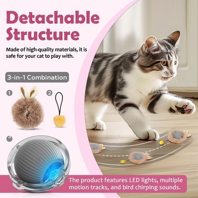 Interactive Electric Rabbit Ear Plush Cat Toy Ball With Light Sensor Automatic