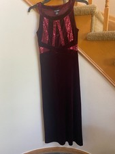 Candalite burgundy velvet evening dress with sequined bodice sz S never worn