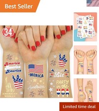 34 Styles of Fourth of July Temporary Tattoos - Festive Red, White  Blue Decor