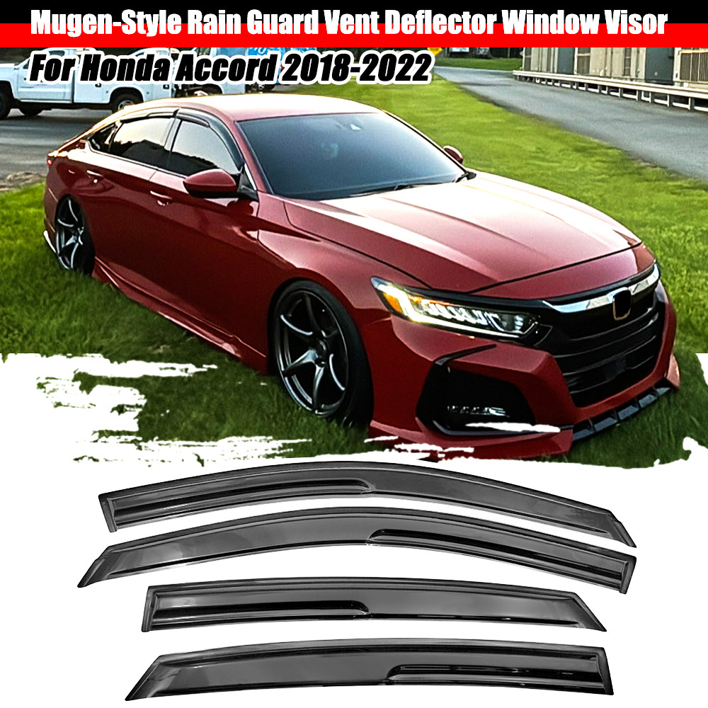 For Honda Accord 2018-2022 Window Deflectors Visors Rain Guards JDM Mugen Style