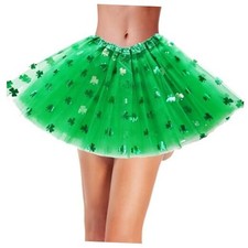 dult Women St. Patrick  s Day Green Tutu Skirt Teens Shamrock Tulle Tutu Dress A