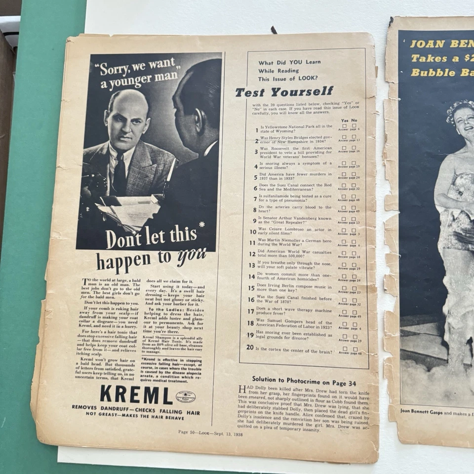 1938 September 13th LOOK Magazine Mitzi Uehlein Leggy Cheesecake Pinup Cover - Image 4 of 4