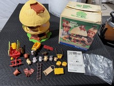 Star Wars Ewok FAMILY HUT Playset Complete w Box Kenner Preschool 1984 Fire Cart