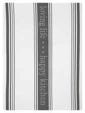 MU Kitchen 100% Cotton Loving Life Jacquard Woven Dishtowel, Slate