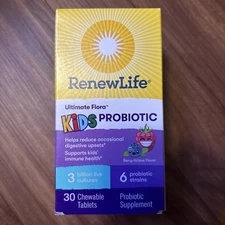 LOT OF 2 - RenewLife Ultimate Flora Kids Probiotic Chewable Tablets 30 Ct - NEW