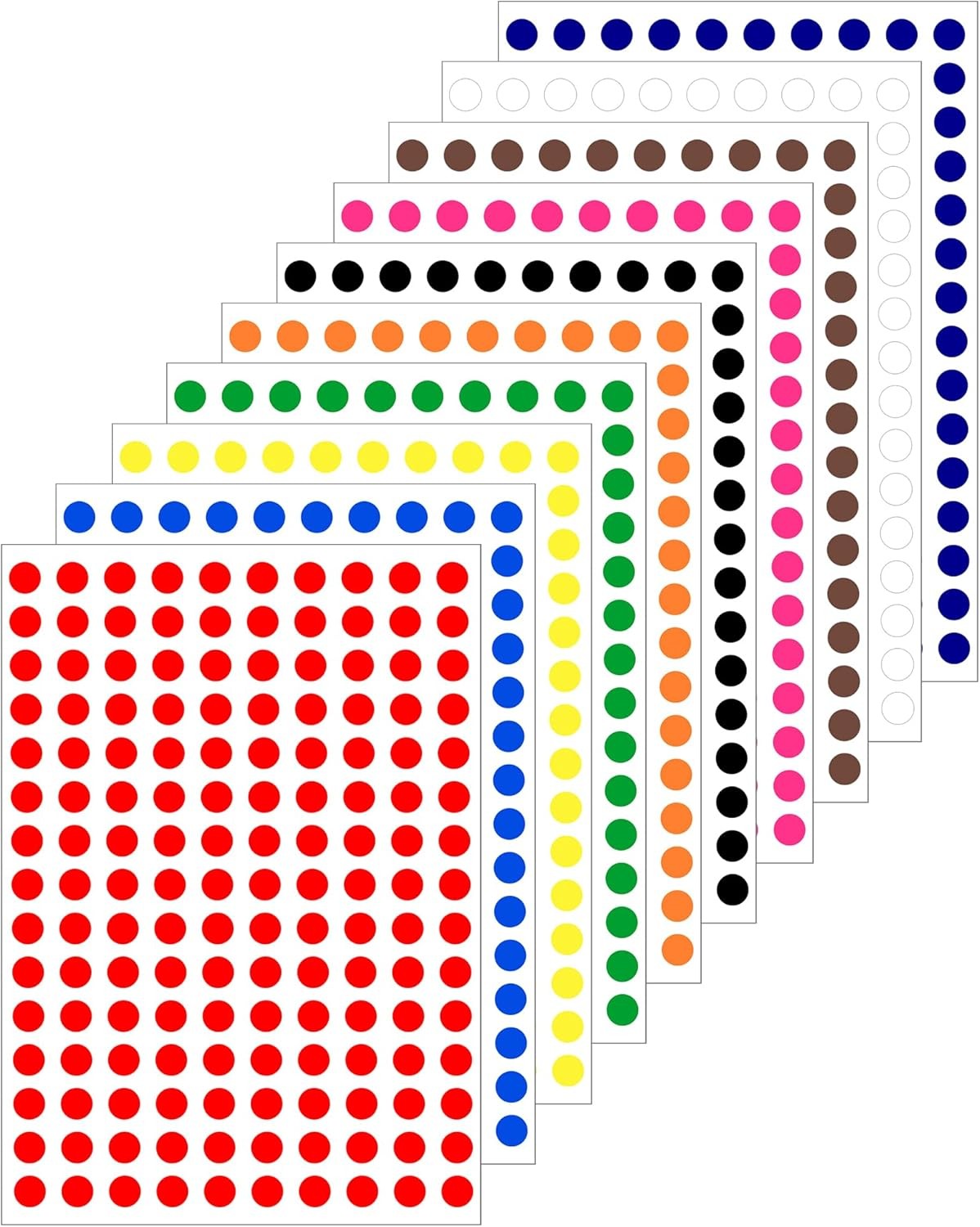 Sticky Dots 3000, Coloured Dot Stickers, 10mm Round Sticker with 10 Assorted Co