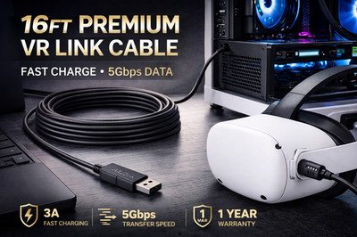 16FT VR Link Cable USB-A to USB-C for Meta Quest 2 / 3 Oculus PC VR 5Gbps