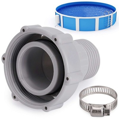 Swimming Pool Drain Fitting Connect 1.5-inch with SS Hose Clamp Axle Connector