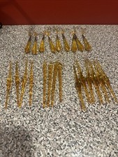 Set of 14 Glass And 9 Plastic Gold Tone Icicle Tear Drop Christmas Ornaments