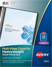 Multi-Page Cap. Sheet Protectors Top-Load Heavyweight Clear 8.5x11in 25/PK - 2EA