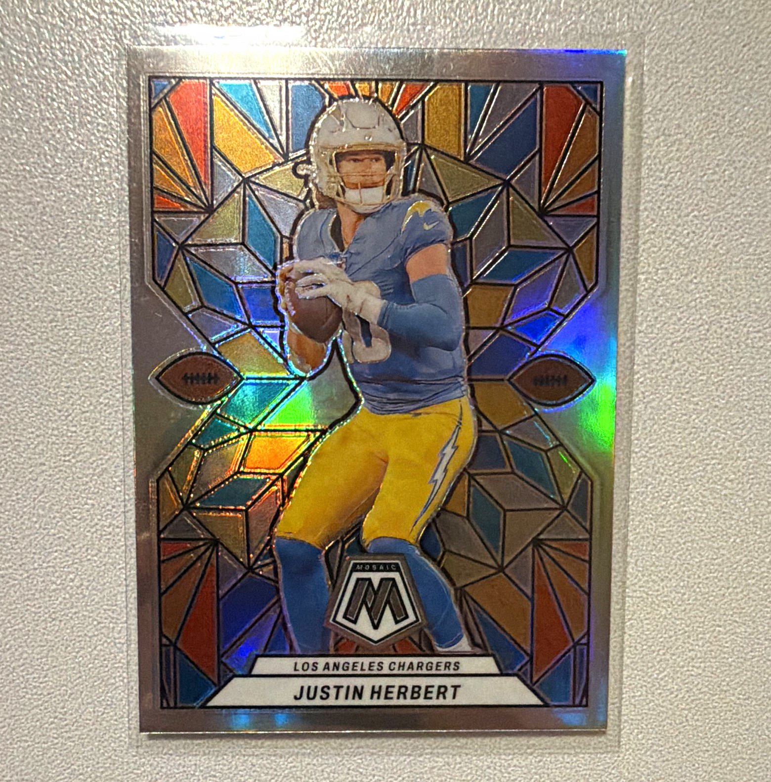 Panini 2024 Mosaic Football Stained Glass Prizm Justin Herbert SG-3 Chargers