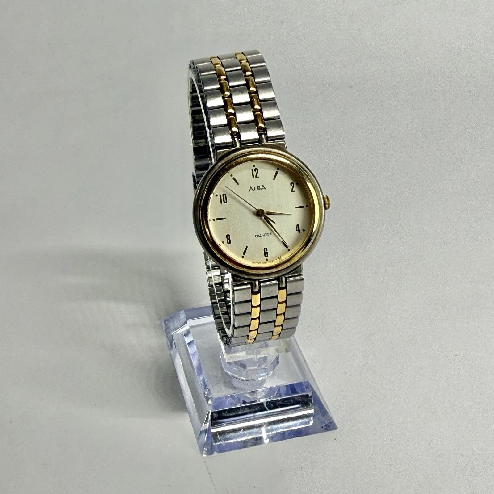 SEIKO Alba V321-6210 Analog Quartz Two Tone Men Vintage Watch W591 *WORKING
