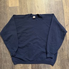 Vintage 90s Fruit of the Loom Navy Blue Raglan Sweatshirt Mens XXL Made in USA