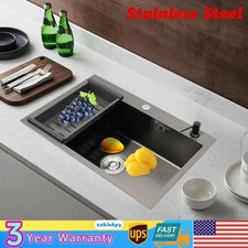 68 45 20cm Stainless Steel Undermount Kitchen Sink Washbasin W/ Soap Dispenser