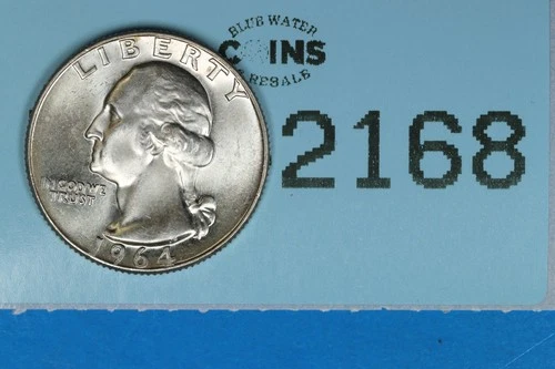 1964-D BU 25C WASHINGTON SILVER QUARTER DOLLAR EARLY US TYPE COIN RAW-2168