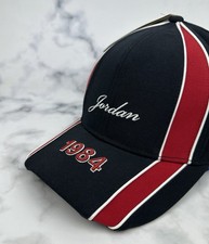 NWT Nike Air Jordan Rise Cap Hat 1984 Script Logo Black Red HJ2449-010 Size L/XL