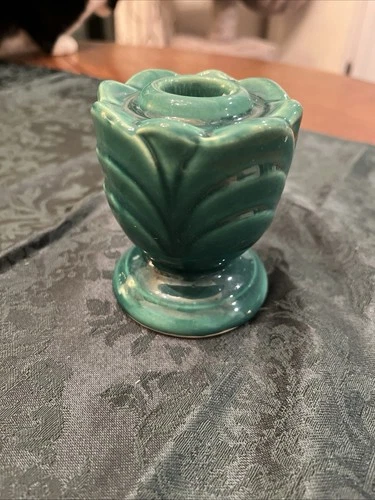 Vtg Royal Haeger Seafoam Green Teal Blue Candleholder MCM McCoy