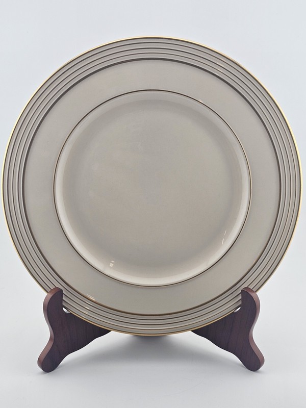 Vintage Lenox USA Ivory Gold Trim Dinner Plate 8” Gray Ring Band