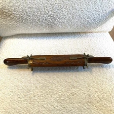 Vintage Double Ended Knife & Fork Set Brass & Hand Carved Wood Scabbard Cutlery