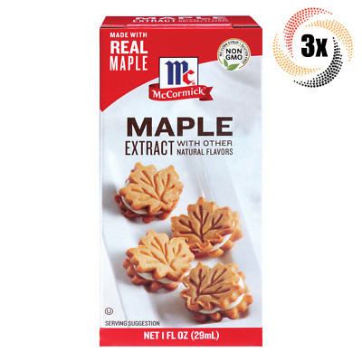 3x Packs McCormick Imitation Maple Flavor Extract | 1oz | Non Gmo Gluten Free