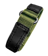 Military Green Nylon Watch Strap 13  16mm Hook  Loop   Fits Timex Weekender