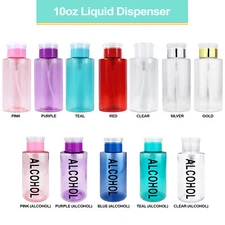 10 oz Alcohol Water Liquid Push Down Pump Dispenser Bottle Easy use Cotton Ball