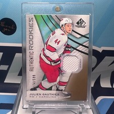 2019-20 SP Game Used #147, JULIEN GAUTHIER SP RC🔥🔥🔥Rookie Gold Jersey /599
