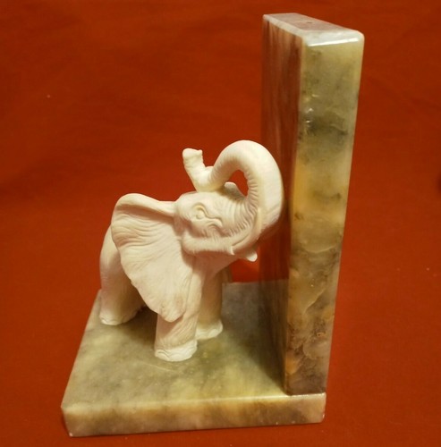 Einzelner italienischer Marmor Elefant Buchstütze handgeschnitzt Alabaster 6" hoch - Bild 1 von 6