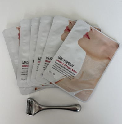 MEDITHERAPY Wrinkle Care Facial Roller and 6 Wrinkle Fit Neck Mask (Open Box)