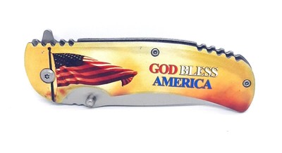Rtek 4.5'' God Bless America Handle Assist-Open Folding Knife