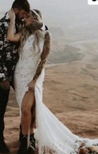 Wedding Dress Lace BOHO Ivory Bridal Vintage-insp Bohemian