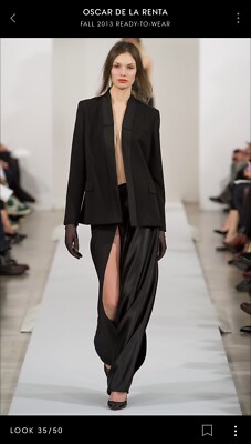 John Galliano Oscar de la Renta Fall 2013 Black Wool Kimono Open Blazer Jacket 6