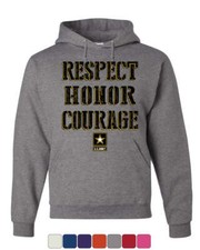 United States Army Hoodie Respect Honor Courage U. S. Military Sweatshirt