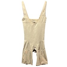 ASSETS by Spanx Shaping Bodysuit Open Gusset Beige Shapewear Large