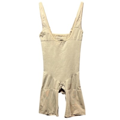 ASSETS by Spanx Shaping Bodysuit Open Gusset Beige Shapewear Large