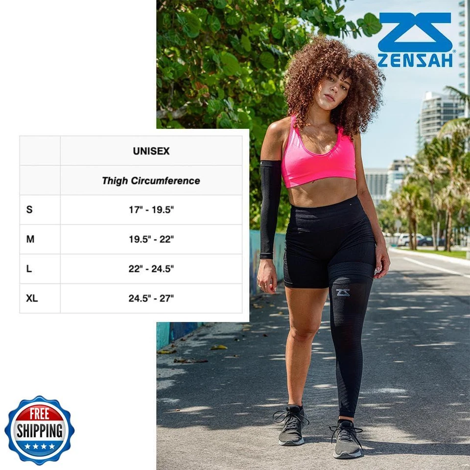 Manga de compresión de pierna completa Zensah - Soporte largo de longitud completa para muslo, rodilla Foto 2 de 4