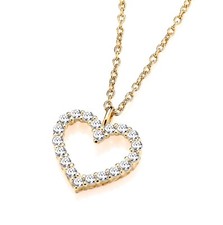 9ct Yellow Gold on Silver Simulated Diamond Heart Necklace 15.5 - 17.5 INCH