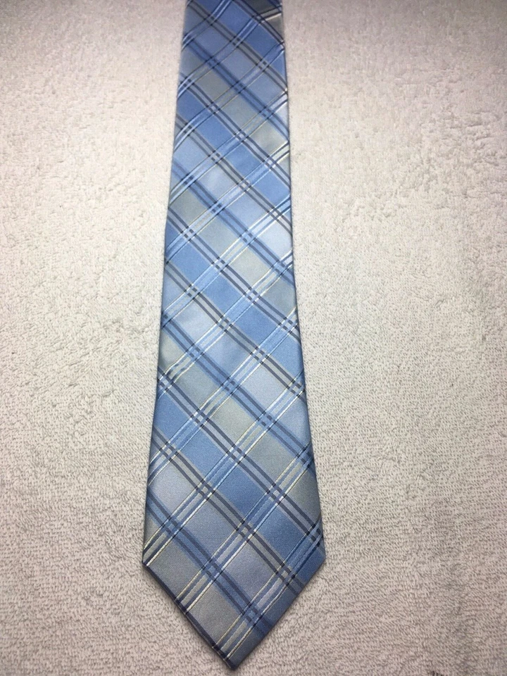 CLAIBORNE CORBATA HOMBRE AZUL GRIS AMARILLO CUADROS 3,75 X 60 Foto 2 de 4