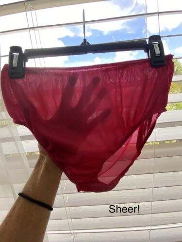 Vintage Red All Nylon Semi Sheer Panties M 80s 90s - image 1