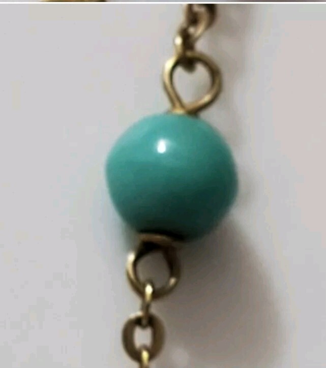 Solid 14k Gold Turquoise Cable Link Chain Station… - image 5