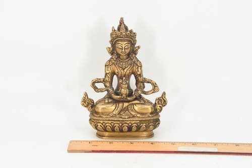 Tibetan High quality Aparamita Buddha Bronze Sculpture Antique Buddhism Figurine - Picture 8 of 8