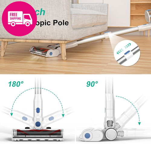 Cordless Vacuum Cleaner 38KPA Suction Lightweight Stick 55-Minute Runtime LED - Picture 6 of 12