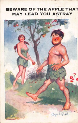 POSTKARTE DONALD MCGILL ADAM & EVE BEWARE THE APPLE