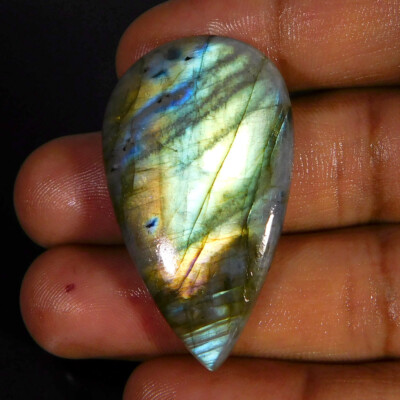 Natural Unique Reddish Power Labradorite Pear Cabochon 45.35Cts. Loose Gemstone